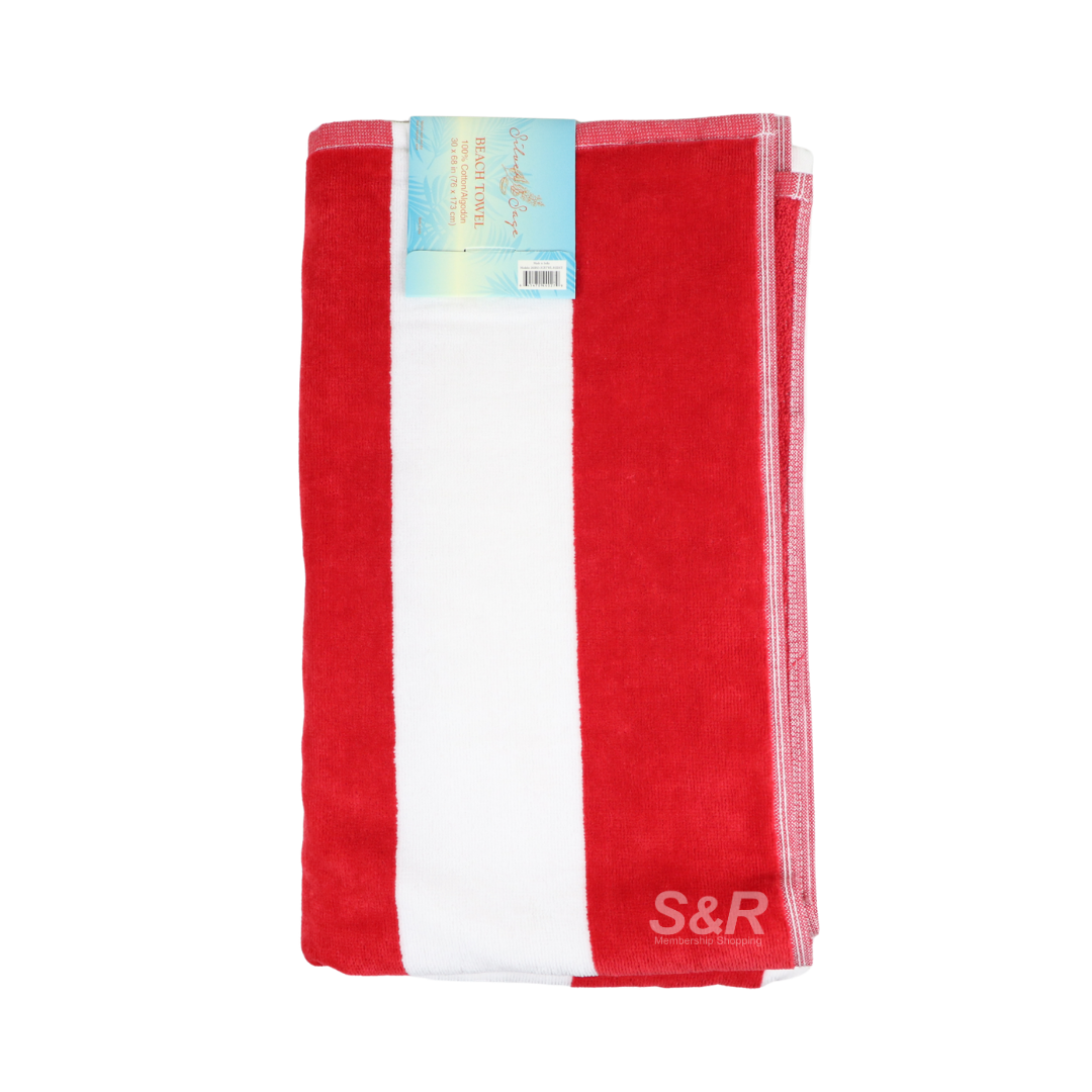 Silver & Sage 30 x 68in Red Stripe Cabana Beach Towel
